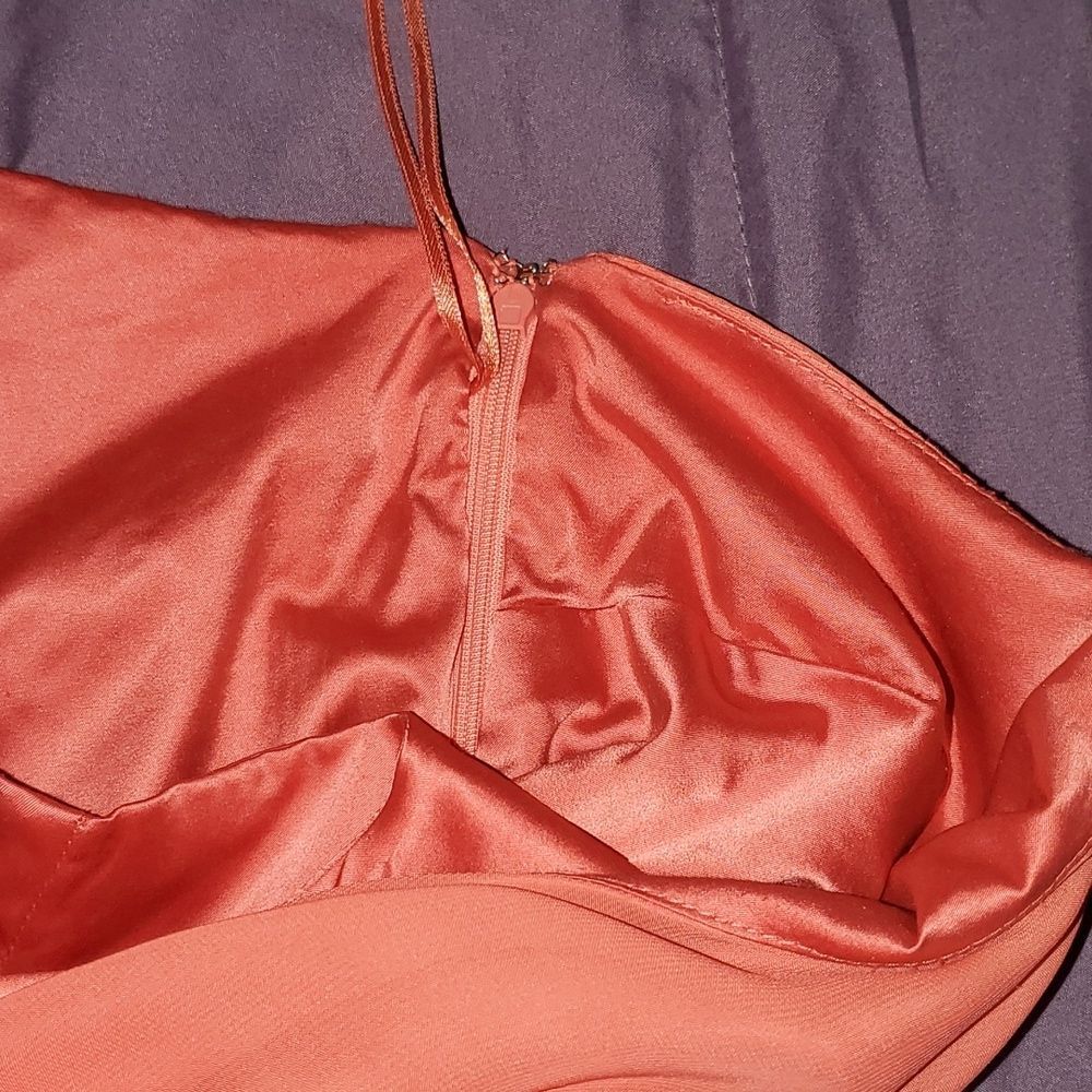 FREE PEOPLE Dancing in the moonlight Beaded dress sz 4 Papaya Coral Chiffon NWOT - Picture 10 of 14